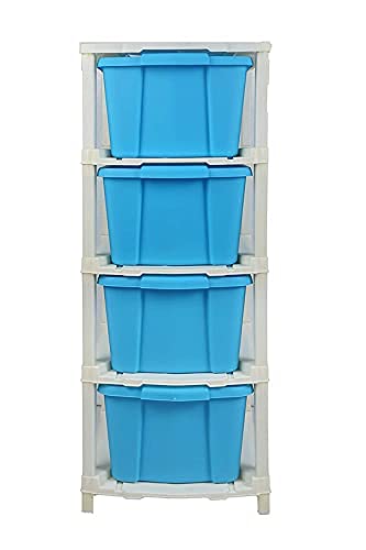 Image of 4 Layer Modular Drawer Storage Organizer for Home & Office ABS Plastic (Blue)