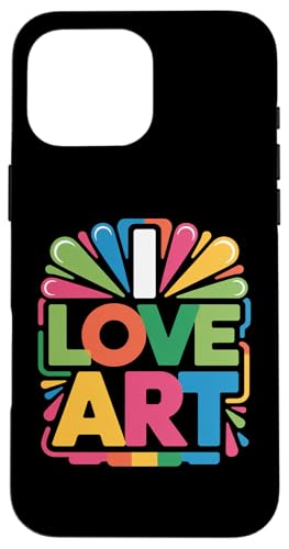 カラフル I Love Art 大胆なタイポグラフィ スマホケース iPhone 16 Pro Max 用