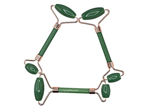 Image of Crystal Heaven Green Face Roller And Gua Sha Tool For Women|Original Face Massage Green Roller Gua Sha