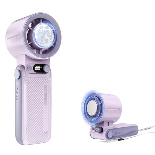 Ventilador de mano con enfriador de hielo, ventiladores portátiles de batería recargable de 6000 mAh, velocidad 1-199, pantalla LED, mini potente ventilador de mano de refrigeración de aire frío Ventilador de mano con enfriador de hielo, ventiladores portátiles de batería recargable de 6000 mAh, velocidad 1-199, pantalla LED, mini potente ventilador de mano de refrigeración de aire frío