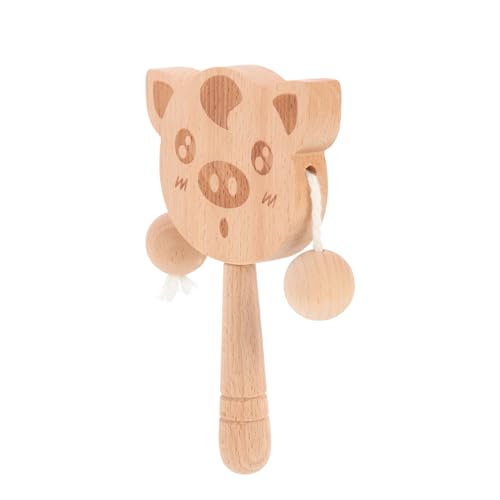 Yardwe Cartoon Shaking Drum Educational for Lightweight Rattle Drum for Cognitive Development and Auditory Stimulation for Indoor and Tiger Design