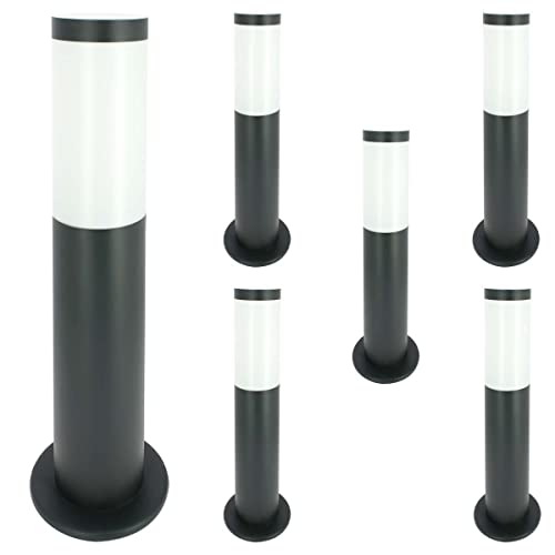 Lot de 6 Bornes Valente extérieur Gris E27 Terrasse Jardin Allée Cour Chemin IP44