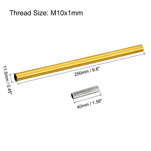 Image of MECCANIXITY Threaded Extension Rod, 9.8 inch Lamp Pipe with Connector Light Fixture for Pendant Light Island Lighting Chandeliers Stems, Gold Tone 4 Set