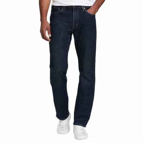 Eddie Bauer Men's Classic Straight Stretch 5 Pocket Denim Jean (US, Waist Inseam, 32, 32, Regular, Regular, Dark Blue)