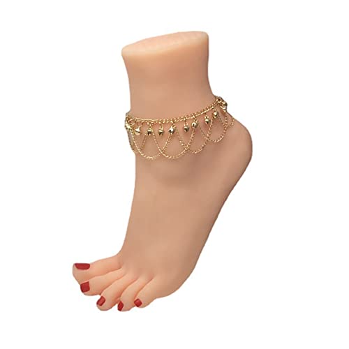 Huiruying Fashion Women Gold Bohemian Multi Layer Tassel Ankle Bracelets Gold Plated Bell Pendant Anklet Sets Foot Jewelry For Girl Gift #TOP4