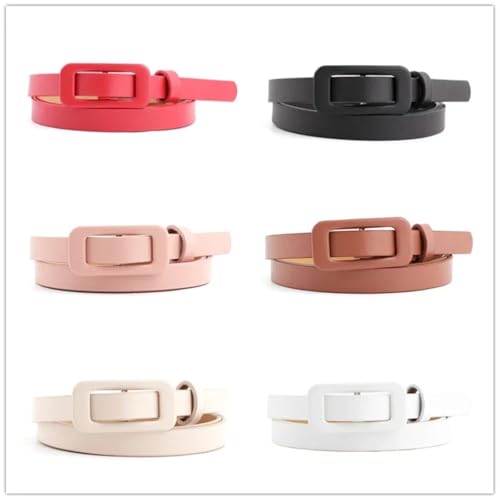 Womens Belt Square Buckle Without Holes Ladies Black/White/red Pu Leather Female Fine Belt for Jeans Dress Decoration(Pink Square Buckle)2