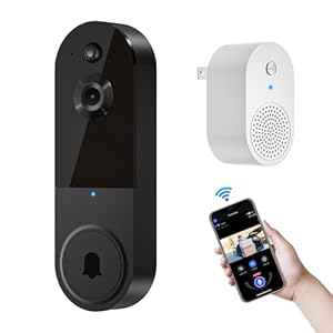 1080P Wireless Video Doorbell Camera with Chime Ringer, Night Vision, Cloud Storage, 2.4GHz Wi-Fi, Smart AI Human Detection, 2-Way Audio, Real-Time Alert, Battery Powered