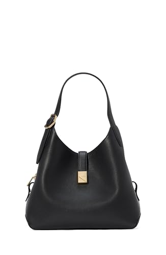 Kate Spade New York Deco Pebbled Leather Medium Crossbody Tote Tote Bag, Black, One Size, Handbag