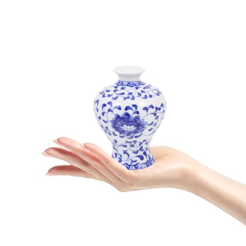 lurrose 青花陶磁器花瓶 シノワズリ風 手描き装飾 花器 インテリア用 実用的で耐久性あり 家用飾りや花生けに