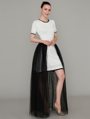 EllieWely Women Floor Length Overskirt Tulle Skirt for Wedding Party3