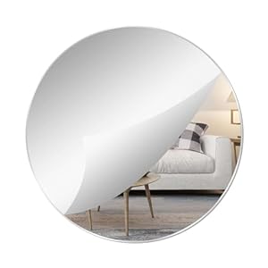 30 cm Selbstklebender Glasspiegel, Runder Glas Spiegel, Großer Wandspiegel Runder Spiegel 2mm Dekorativer HD Wandspiegel Schminkspiegel für Badzimmer, Ankleidezimmer, Wohnzimmer