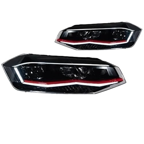 IMMLSX Phares Avant Phare LED Pour VW Polo 2019 – 2022 Phares DRL Clignotant Bon Faisceau Lentille Projecteur Œil D'ange Voiture Ensemble Phares(G*TI-LED...