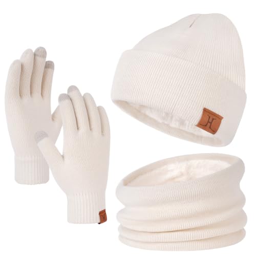 Image of FZ FANTASTIC ZONE Winter Beanie Hats Scarf Touchscreen Gloves for Men Women