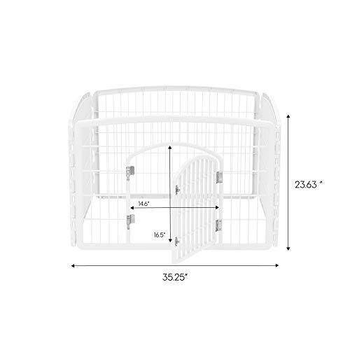 IRIS 24'' Exercise 4-Panel Pet Playpen with Door, Pearl White - Thumbnail 3
