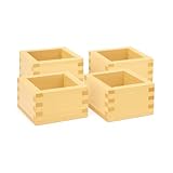 JapanBargain, 4-Pack Small Hinoki Cypress Masu Sake Cups – Made in Japan Wooden Sake Box Cups with Leak-Resistant Interlocking Joints, Natural Aroma – For Chilled Sake, 2 Ounce