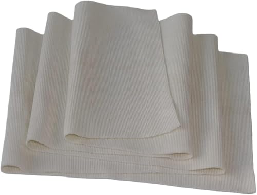 Image of TinaKim Ribbing Fabric for Sewing, Waistbands Collar Cuffs Trim Material (93 Strip of Milk White, by The Yard)