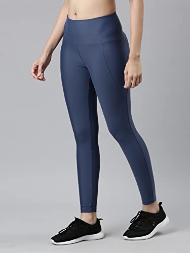 Image of GO COLORS Solid Nylon Stretch Ankle Length Training Tights | High Rise, Side Pockets