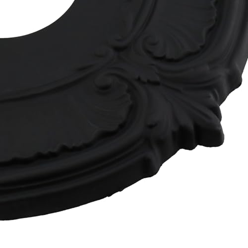 Image of PU Ceiling Medallions 2Pcs, 13.1 Inches x 3.4 Inches, Matte Black | Whole Cover Type, Fits 3.4 Inches Canopy, European Vintage Carving Style, Synthetic Foam Construction for Easy Installation
