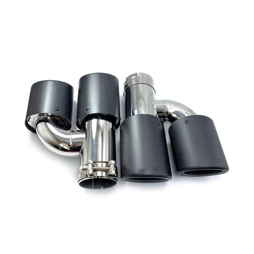 Tubo de escape de coche cuádruple universal de fibra de carbono negra mate H 54-114