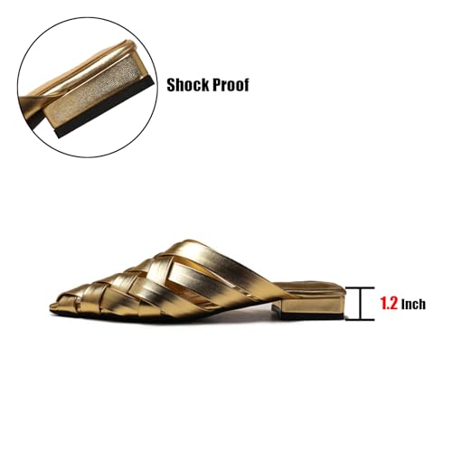 Women's Leather Braided Chunky Low Heel Backless Caged Slippers Sandals Fashion Hollow Point Close Toe Block Heel Slingback Slip-On Mule Slides For Leisure Walking Shopping Daily4