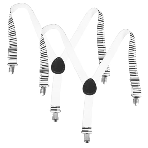 Veemoon Adjustable Boys and Girls Suspenders 2 Pcs Wide Piano Key Print Y-back Elastic Boys Suspenders for School Play