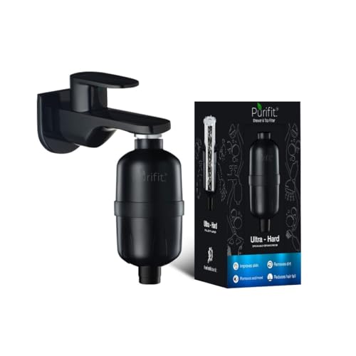 Image of Purifit Ultra Hard Water Filter for Tap and Shower, Water Softener for Bathroom | Matte Black