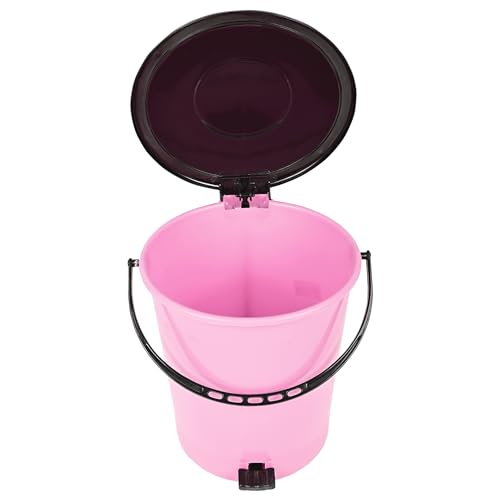 Image of Kuber Industries Plastic Pack Of 2 Pedal Dustbin | Dustbin With Lid | Garbage Bin | Dustbin For Kitchen-Bathroom | Wet & Dry Waste Bin | Black Dhakkan Trash Can | 10 Ltr | Pink & Blue