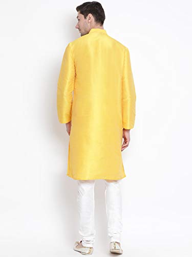 Image of VASTRAMAY VM Mens Silk Blend Kurta Pyjama Set - Classic Ethnic Attire for Timeless Style and Cultural Celebrations | Soft Comfortable Solid Full Sleeves Kurta and Churidar Pyjama Set
