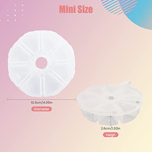 Image of 4 Pcs 8 Grids Plastic Storage Organizers Round Clear Bead Organizer Nail Art DIY Crafts Storage Container