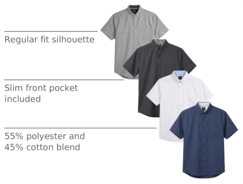 Image of Visive Mens Shirts Multi Packs Short Sleeve Button Down Dress Shirts Solid Color Big and Tall