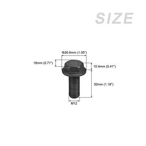 METALLIXITY Flanged Hex Head Bolts (M12x30mm) 6pcs, Hexagon Bolt Fully Thread Screw - for House Construction Hardware Fasteners - Image 2