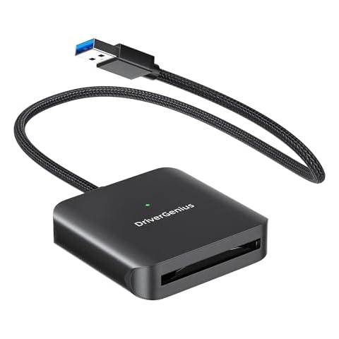 DriverGenius CFast 2.0 Card Reader with USB 3.0 &USB-C, 30cm/0.98ft Nylon Braided Cable, for Professional Photographers and Videographers (Metal, HB083-A) Cover