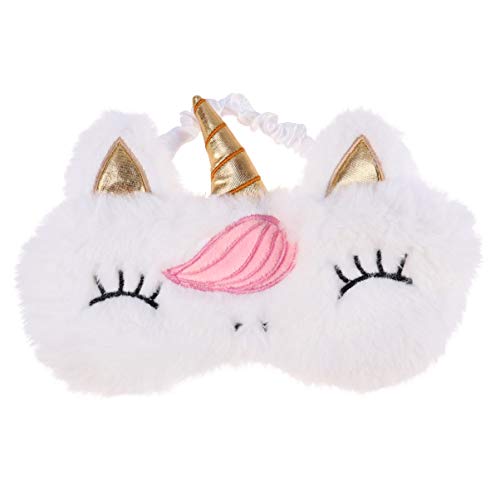Lurrose Licorne sommeil masque cache-oeil en peluche avec les yeux mignons cache-oil ombre pour les femmes filles voyage nuit de sommeil