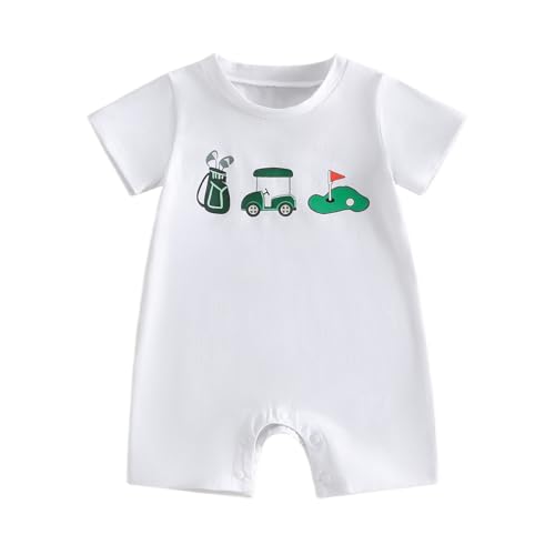 KMBANGI Newborn Baby Boy Golf Outfit Short Sleeve Hole in One Jumpsuit Infant Golfer Romper One...