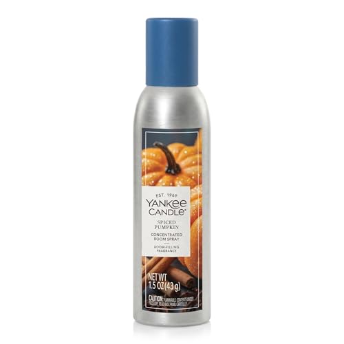 Yankee Candle Concentrated Room Spray, Spiced Pumpkin Scent, Fall Air Freshener for Home, Long-Lasting True-to-Life Fragrance, Up to 300 Sprays per Can, 1.5 Ounce (Pack of 1)