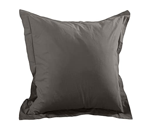 Lovely Casa T14820003 Alicia Taie avec Volant Coton Taupe 65 x 65 cm