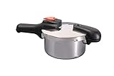 Pearl Metal H-5434 One-Handled Pressure Cooker, 6.6 gal (2.5 L), Induction Compatible, Stainless Steel, Pressure Switching, Recipe Included, Saving Cook