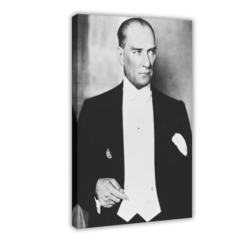 Impression sur toile Atatürk de qualité supérieure avec cadre à suspendre
