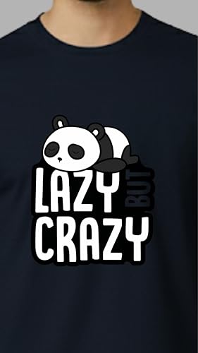 Image of Men's Cotton T-Shirt, Character-Inspired Lazy But Crazy Text T-Shirt Printed for Men and Boys, Round Neck, Half Sleeve, Regular Fit