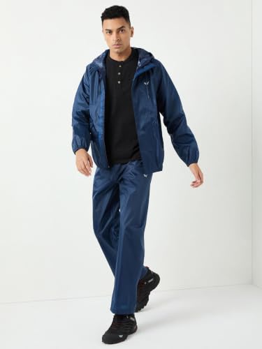 Image of Wildcraft Men Rain Jacket | Hooded Waterproof Design With Adjustable Drawstring & Elasticated Cuffs | 100% Polyester Breathable Fabric For Monsoon Travel & Daily Wear