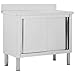 vidaXL Banco da Lavoro con Ante Scorrevoli Igienico Robusto Tavolo Cucina Ristorante Porta Attrezzi Officina 100x50x(95-97) cm in Acciaio Inox