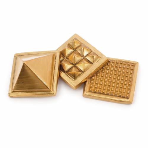 Image of HOME GENIE Pure Brass 3-Layer Pyramid for Vastu Correction, Positive Energy & Home Decor (3x3 cm)