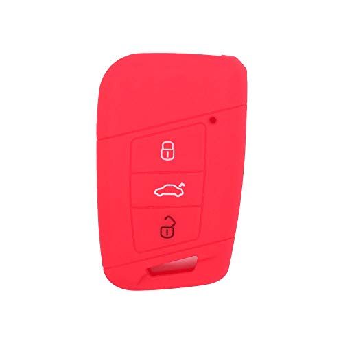 BROVACS Silicone Cover Protector Case Holder Skin Jacket Compatible with VOLKSWAGEN Passat B8 Magotan SKODA Superb A7 3 Button Smart Remote Key Fob CV9807 Red - Image 2