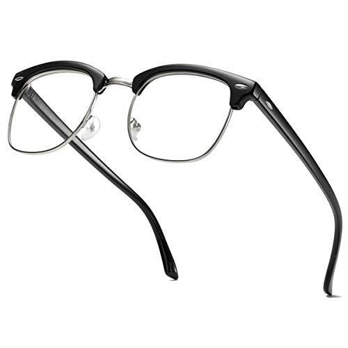 aisswzber Fashion Vintage Classic Semi-Rimless Half Frame Clear Lens Glasses
