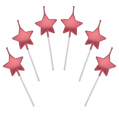 Velas de Cumpleaños en Forma Estrella,6 Pcs Velas únicas para Decorar Pastel de Fiesta di Cumpleaños y Bodas,Velas Decorativas para Decoración un Tarta,Rojo