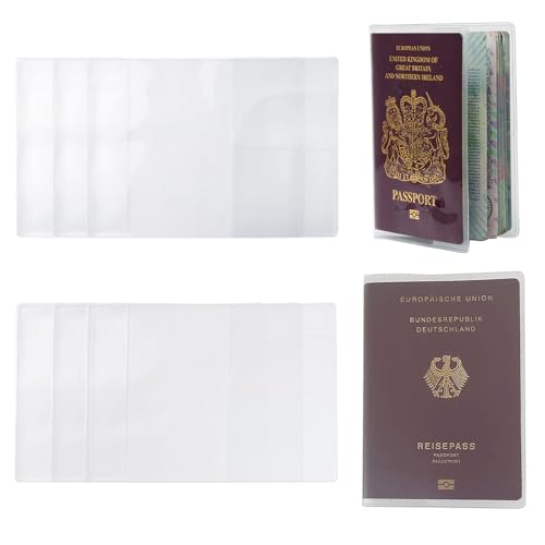 Wisesurf Fundas para pasaporte, de plástico transparente, protector de pasaporte de PVC, esmerilado y transparente, 3Pcs Transparent+3Pcs Frosted, Clásico