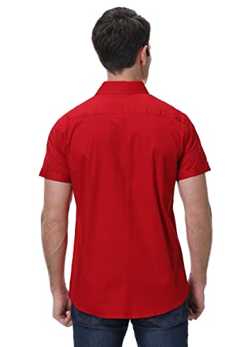 Esabel.C Mens Short Sleeve Dress Shirts 4-Way Stretch Regular Fit Stretch Wrinkle-Free Casual Button Down Shirts3