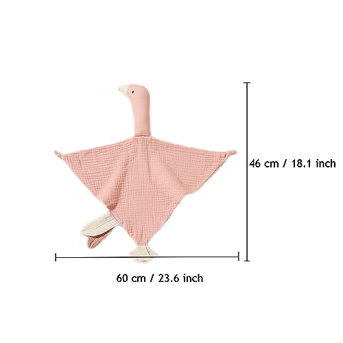 Image of Baby Loveys Security Blankets Cotton Muslin Soft Lovie Cuddly Lovies for Infants Unisex Boy Girls, Cuddle Goose Pink
