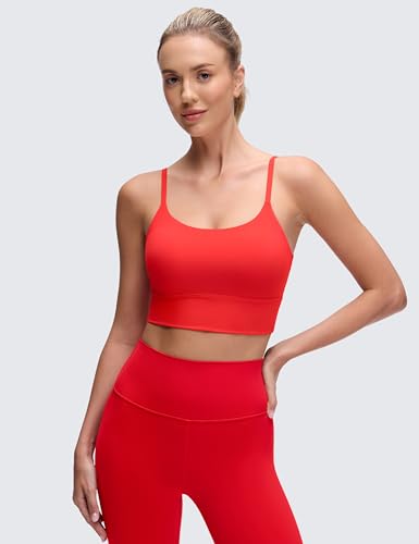 Image of CRZ YOGA V Back Longline Sports Bras | Medium Support, Removable Pads, Yoga, Brushed, Scoop Neck, Spaghetti Straps, for Women