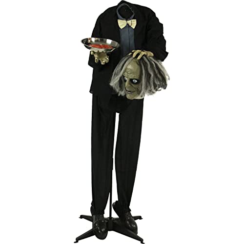 Haunted Hill Farm Life-Size Animatronic Zombie, Indoor/Outdoor Halloween Decoration, Light-up Red Eyes, Poseable, Battery-Operated, HHMAN-3FLSA Haunted Hill Farm Life-Size Animatronic Zombie, Indoor/Outdoor Halloween Decoration, Light-up Red Eyes, Poseable, Battery-Operated, HHMAN-3FLSA
